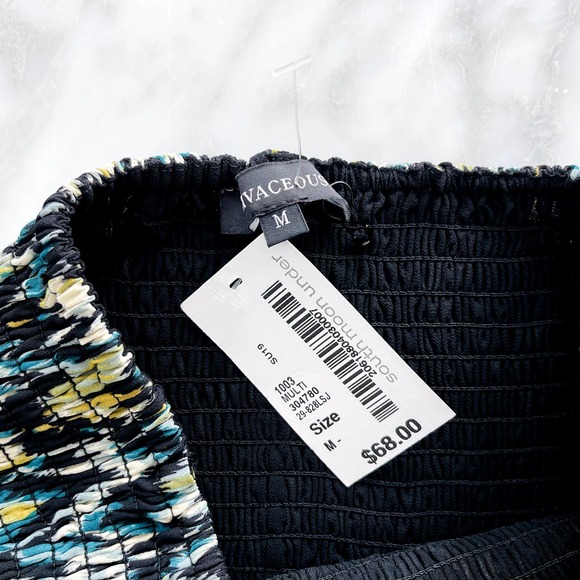 Olivaceous Smock Ruffle Tier Mini Skirt Aztec Green Black Medium NEW Stretch - Picture 2 of 4